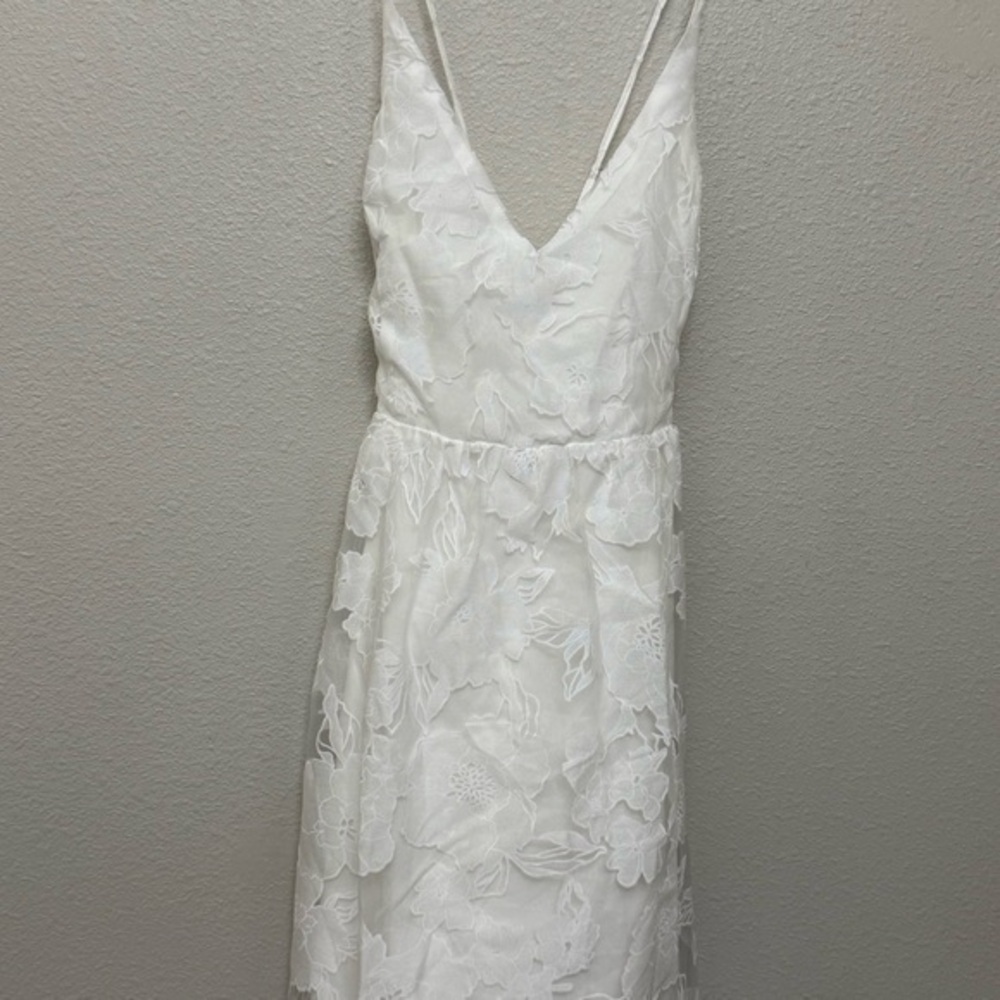 SOLD Brand New Lulus Feeling Like Forever White Jacquard Organza Midi Dress XL - Picture 6 of 10